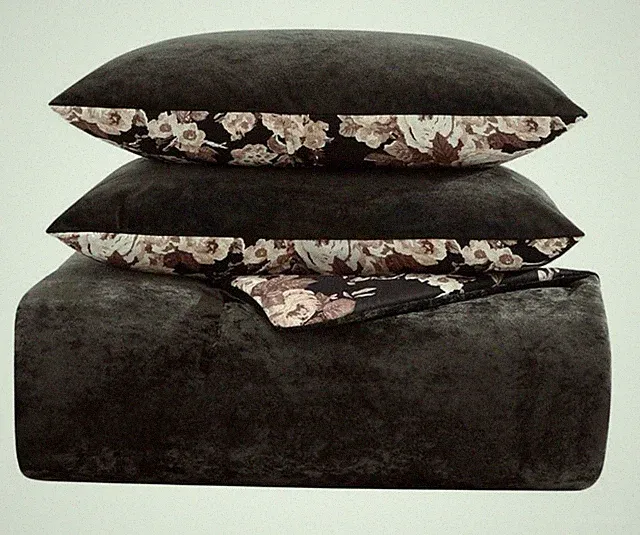 BETSEY JOHNSON BJ Black Velvet Full/Queen Duvet 3pc Set New