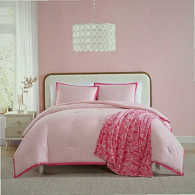 Betsey Johnson - King Comforter Set, Super King, Signature Hotel Solid Pink