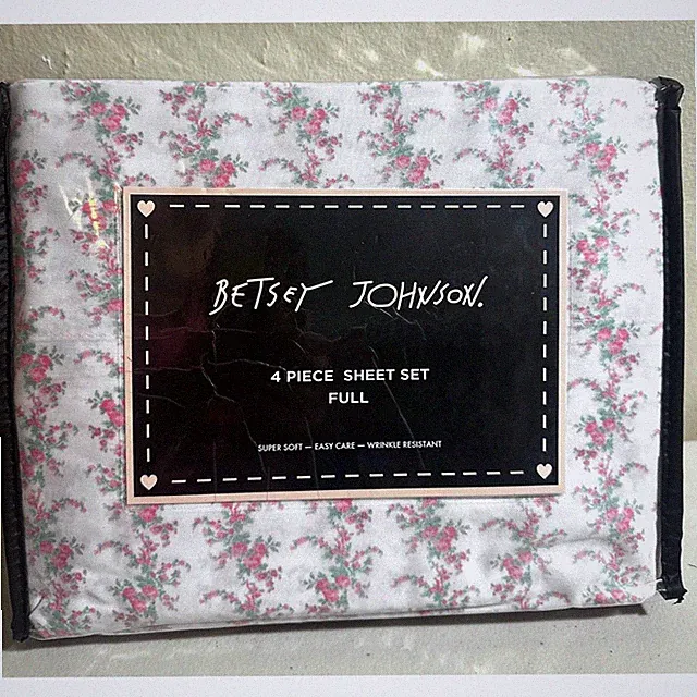 Betsey Johnson Pink Floral Sheet Set Full Cottagecore Coquette Bedding Soft Y2K