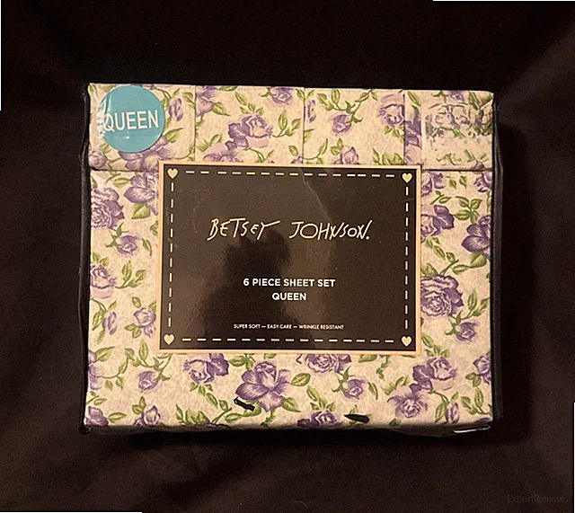 Betsey Johnson QUEEN Sheet Set 6 PC Purple Mini Roses Shabby Chic Spring Floral