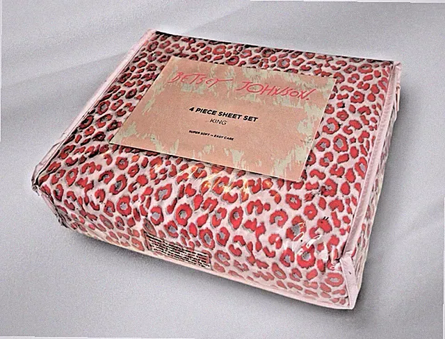 Betsey Johnson• Red Leopard• King• 4 Piece Sheet Set• NEW!